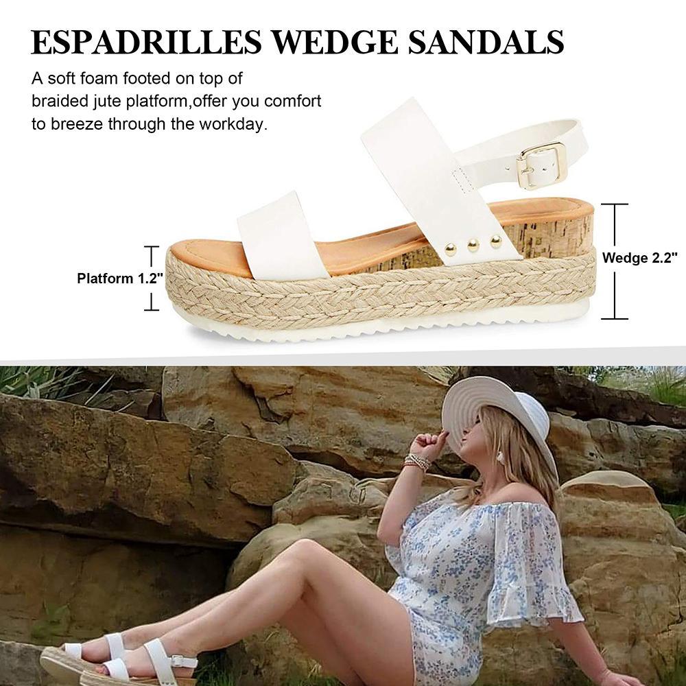 Athlefit Women's Espadrilles Sandals Ankle Strap Buckle Wedge Sandal Open Toe Studded Platform Sandals Casual Shoes Walking Shoes Flatform Footwear