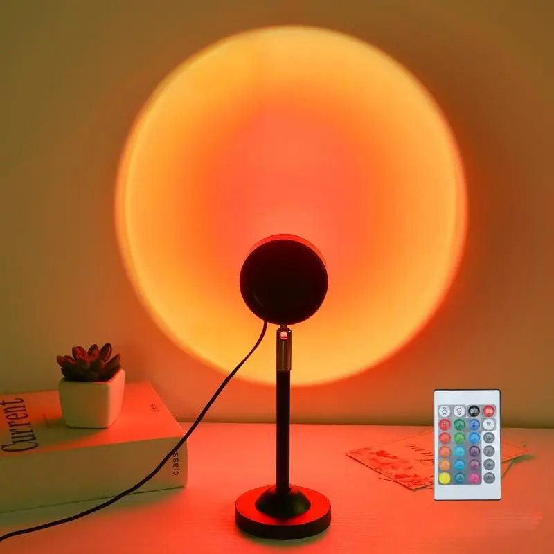 Fall Sunset Lamp Projector Light 180° Adjustable Sunset Mood Lamp, 4 Modes, Remote Control RGB Ambient Night Light for Bedroom, Gaming Room, Live Streaming Photography & Parties Home Wall Decor Party Led Lighted Gift Led Multi Multifunction Rgb Colors
