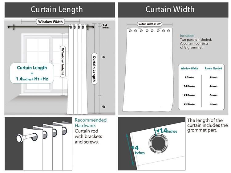 Deconovo Linen 100% Blackout Curtains  2 Panels, Thermal Insulated Living Room Curtains, Room Darkening Window Curtains Drapes for Bedroom Windows