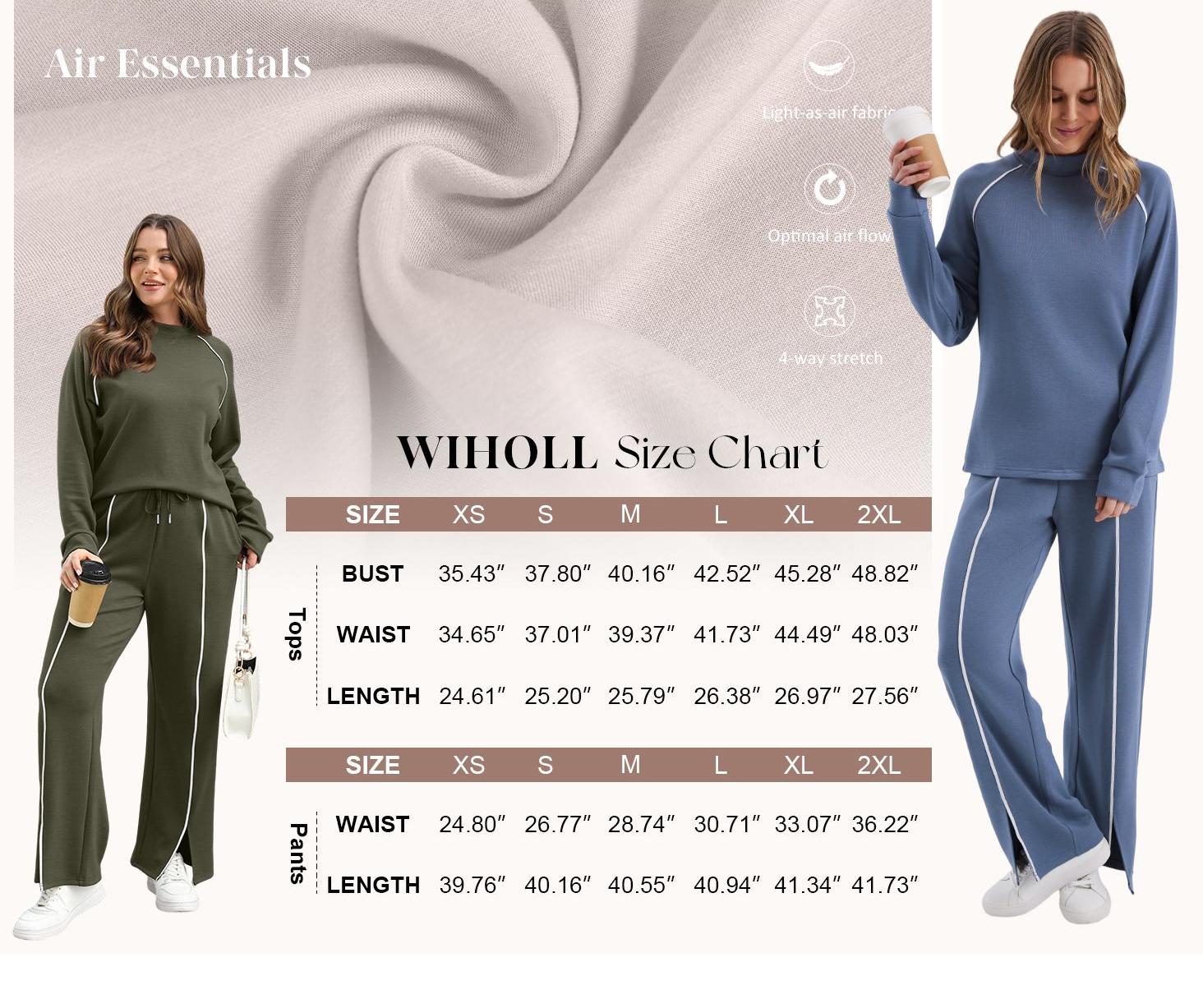 OFEEFAN Women's 2 Piece Lounge Set 2025 Fall Outfits Wide Leg Pant Matching Sets Casual Sporty Soft Fabric Pockets Suits SpringStatements