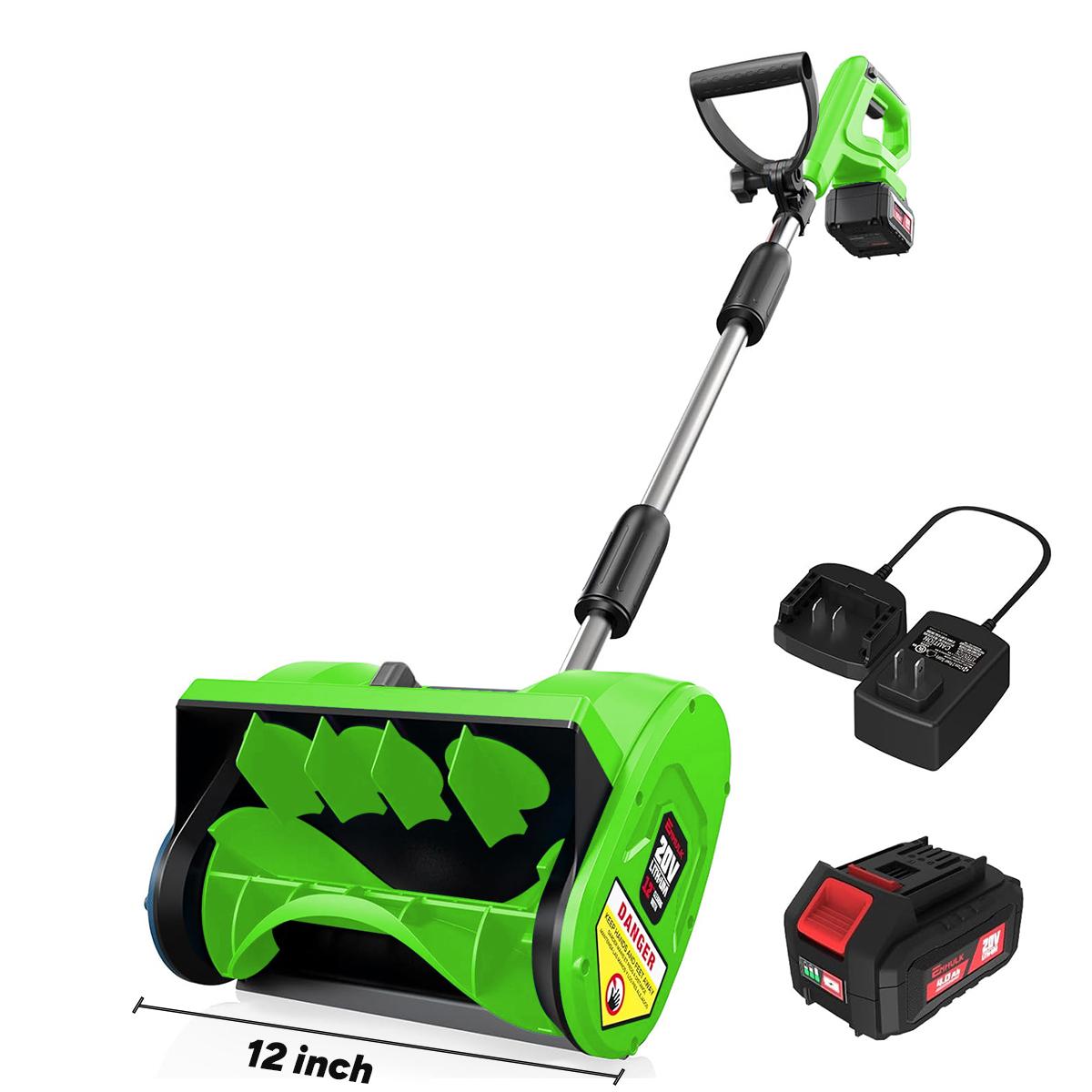 【Clearance ends in 24 hours!】Syvio/Enhulk Cordless Snow Shovel, 20V | 12-Inch | Cordless Snow Blower, Battery Powered Snow Blower with Directional Plate & Adjustable Front Handle (2*20V Battery & Dual Quick Charger Included)