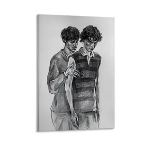 BYLER |     Mike Wheeler & Will Byers |     Stranger things Canvas Art Print Black And White Two Men Hugging Portrait Sketch Modern Wall Decor For Living Room Bedroom Home Office Interior Design