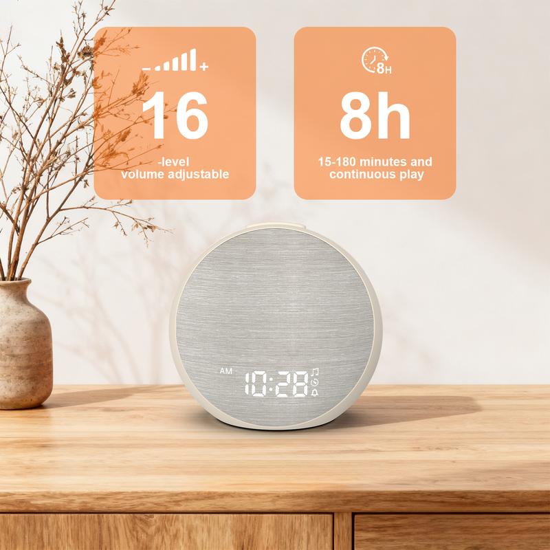 Bugucat Sunrise Alarm Clock & White Noise Machine — Natural Wake-Up Light, Dimmable Night Light & Digital Clock for Bedroom, Multiple Soothing Sleep Sounds, Alarm Clock Design, Adjustable Brightness — Ideal Sleep Aid & Gift for Babies, Kids & Adults