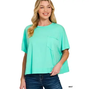 Zenana Exposed Seam Boxy Top