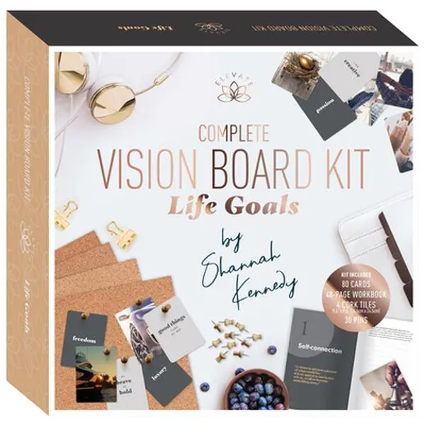 Hinkler Complete Vision Board Kit for Life Goals - Workbook Journal, 4 Cork Tiles, 48-Page Guided Workbook, Creative Tool (Books, Magazines & Audio; Lifestyle & Hobbies; Crafts & DIY)