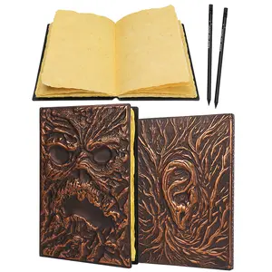 CZYY Necronomicon Horror Journal – Faux Leather DND Spellbook Notebook with 120 Pages of Aged Deckle Paper, 3D Undead Cover & 2 Pencils | Gothic Gift for DMs, Witches, Artists & Halloween Rituals