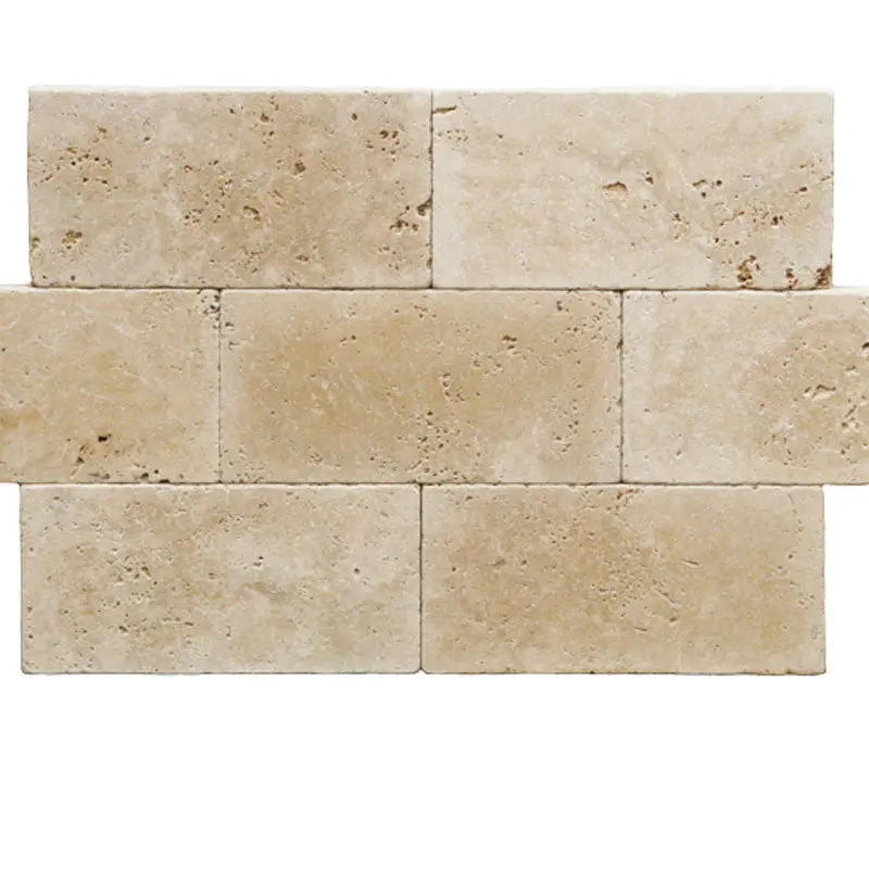 Ivory Travertine Tumbled 6x12 Paver 3cm