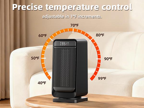 1500W Space Heater, Fast Heating & Energy Saving Portable Electric Heater with Remote for Indoor Use, 5 Modes Adjustable Thermostat 24H Timer, Safe Quiet for Bedroom Office Home Use