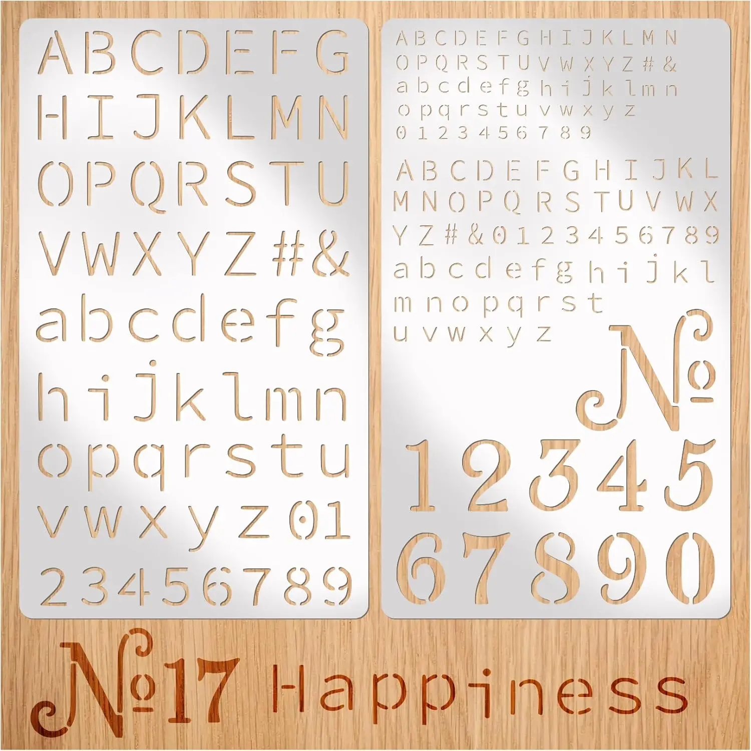 Stainless Steel Engraving Stencil Sheets - 2pcs 0.2mm Modern Letter-Number Stamps for Intermediate & Beginners, Curved Edges, Easy to Clean & Store, Ideal for Bookmark, Pyrography Projects