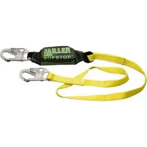 Honeywell Miller Shock Absorbing Lanyard, 6 ft Long, 310 Lb Capacity, 1 Leg Locking Snap Hook, 1.5 in Diam Polyester Webbing, Anchorage Connection (913WLS-Z7/6FTYL)
