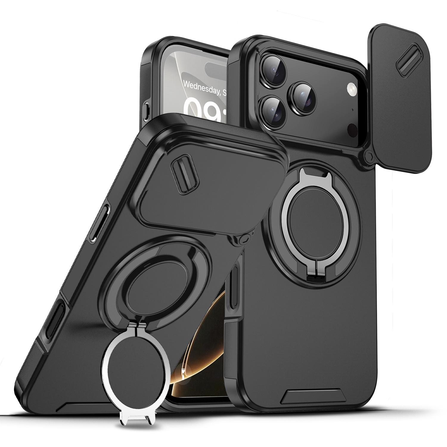 Shockproof Magnetic Case for iPhone 17 Pro Max 16 15 14 13 12 Case with Camera Lens Protector Case, 360° Rotatable Ring Kickstand Holder Military Grade Shockproof Protective Cover