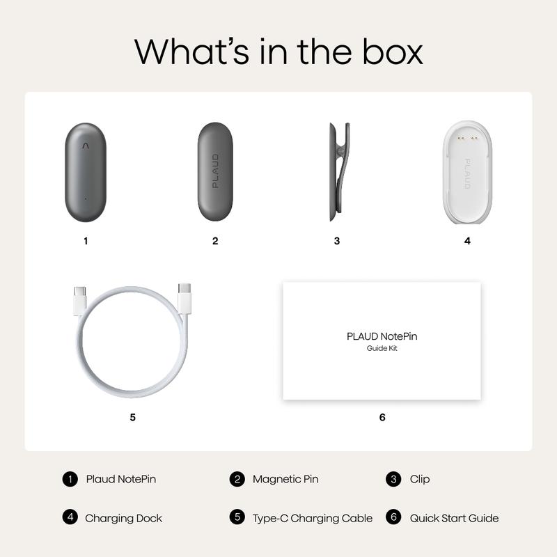 Plaud NotePin Voice Recorder,AI Voice Recorder, App Control, AI Notetaker, AI Transcribe & Summarize Support 112 Languages, 64GB Memory, Audio Recorder for Lectures, Meetings