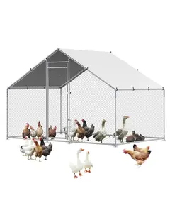 VEVOR Metal Chicken Coop,  , 9.8x6.5x6.5ft Large Walk-in Chicken Runs with Cover, Spire Roof Hen House Enclosure with Security Lock, Outdoor Duck Rabbit Cage Poultry Pen for Backyard, Farm, Yard