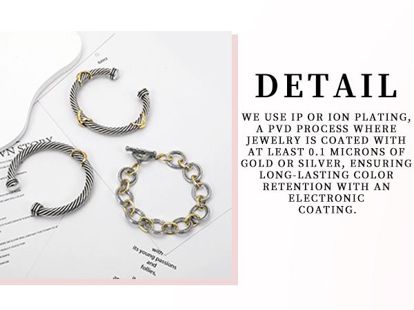 Aprilery Adjustable Stackable Twisted Cable Bracelet Set – 3PCS Cuff & Chain Link Knot Design Fashionable Statement Jewelry Gifts for Women