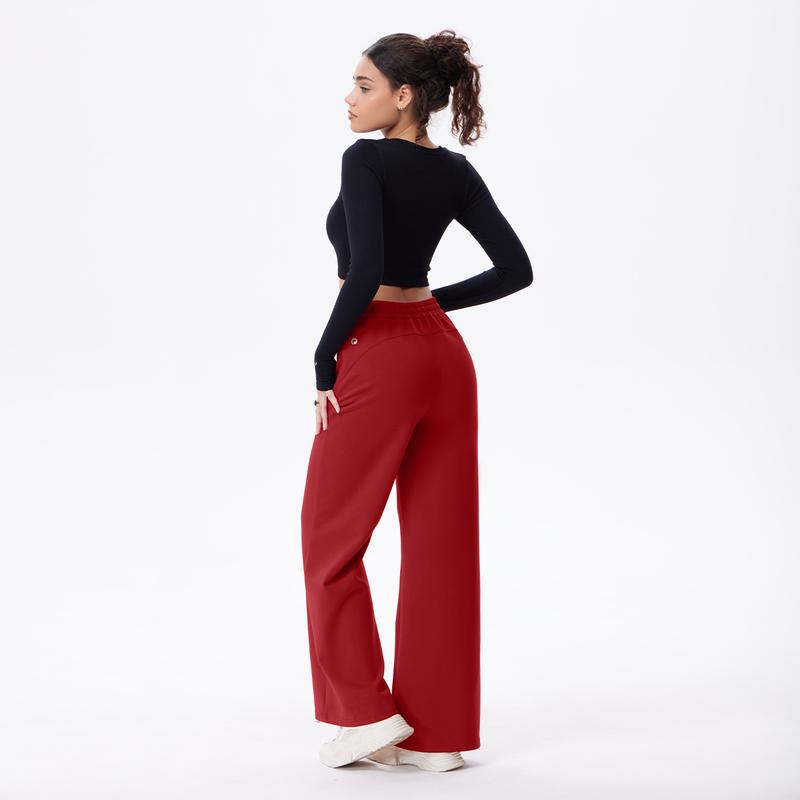 OQQ Women’s High Waist Wide Leg Lounge Pants – Soft Drawstring Relaxed Fit Casual Trousers