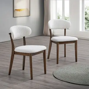ACTU 2Pcs Upholstered Wood Dining Chair, Walnut Color