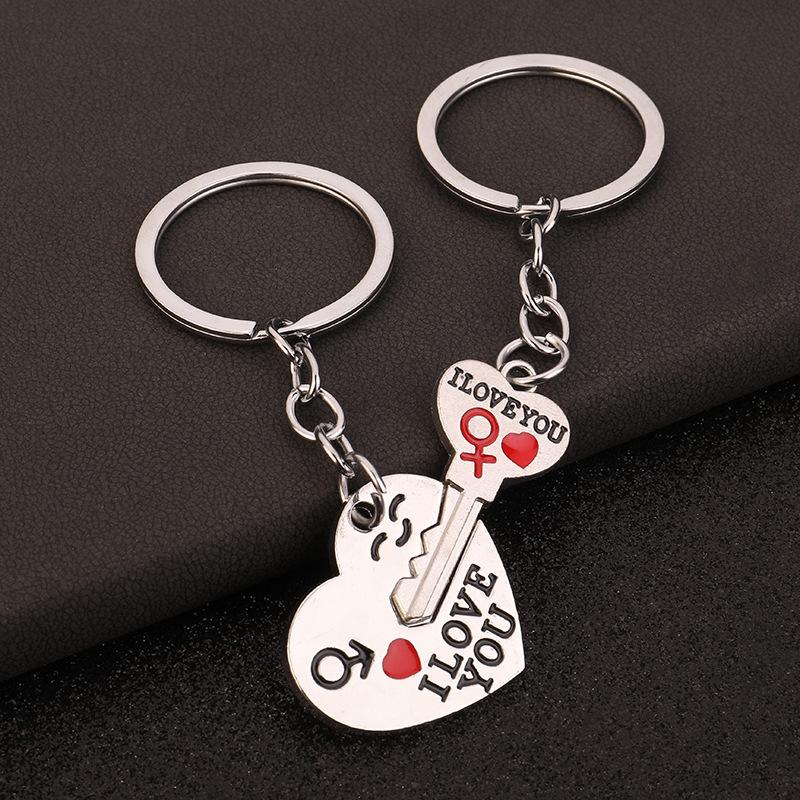 2pcs Set Men Women Cute Heart Key Keychain Couple Key Ring Lovers Key Chain Jewelry Accessory Gift