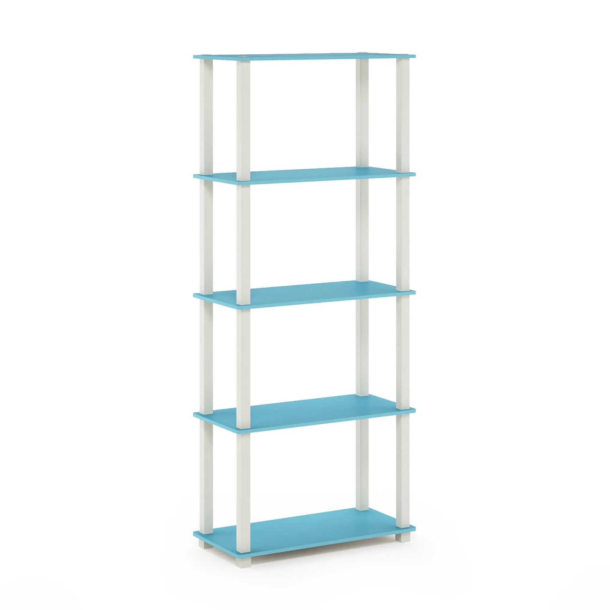 TURN-N-TUBE 5-Tier Corner Storage Shelf for Living Room, Garage, Home Office, Light Blue