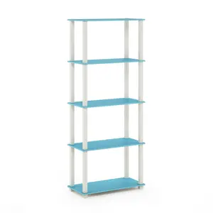 TURN-N-TUBE 5-Tier Corner Storage Shelf for Living Room, Garage, Home Office, Light Blue