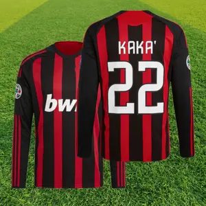 08-09 Home Black and Red Long Sleeve NO.22 Kaka Soccer Jersey