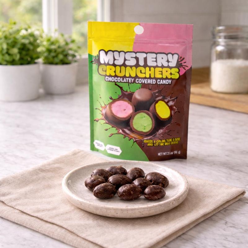 Crunchers Chocolate Hard Candy Bites- Solid Milk Chocolate with Crunchy Texture 2.1 oz Heat Sensitive No Ice Pack Included Bonbon Snack