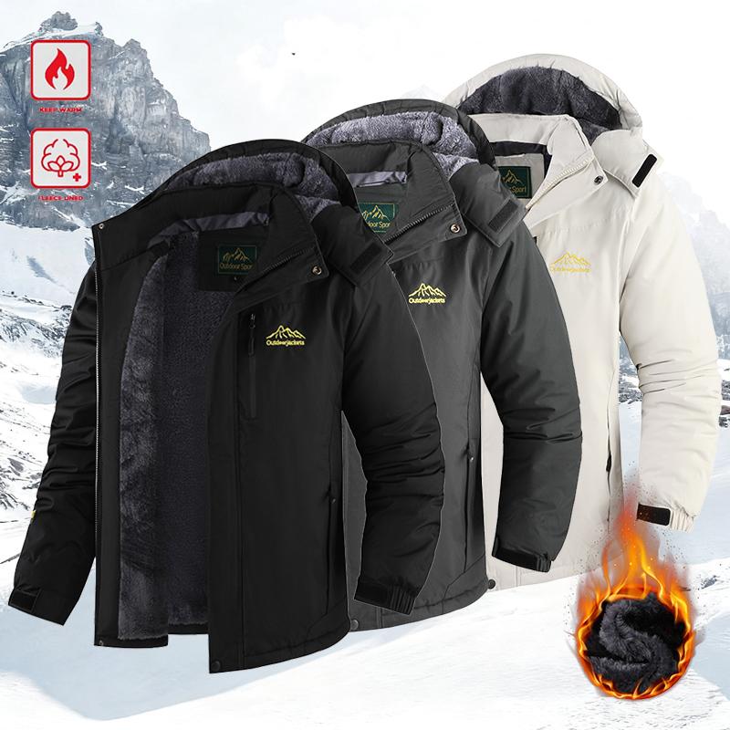 Men's Winter Fleece-Lined Hoodie – Thick, warm softshell jacket with an adjustable drawstring hood, ribbed cuffs, and zippered front closure; perfect for outdoor hikes, jogging, fishing, gym workouts, or everyday casual wear; a must-have versatile piece f Men's Winter Fleece-Lined Hoodie – Thick, warm softshell jacket with an adjustable drawstring hood, ribbed cuffs, and zippered front closure; perfect for outdoor hikes, jogging, fishing, gym workouts, or everyday casual wear; a must-have versatile piece f