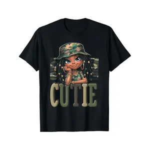 Women'S Casual Loose Fit Cotton T-Shirt, Breathable Short Sleeve, Round Neck, Camo Print, Soft Fabric, Perfect Gift, Sizes S-XXXL, Black