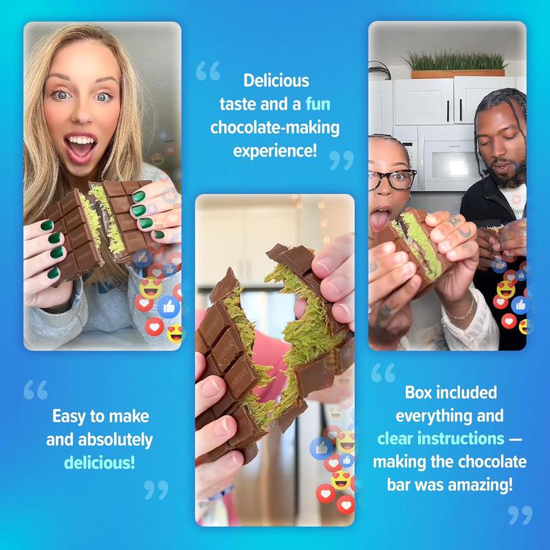 NEW - Chocbox Viral Dubai Milk Chocolate Bar Kit - Includes Chocolate Mold, Choc Wafers, Shredded Kataifi, Pistachio Cream - DIY Gift Box Dubai Kit - Great Gift