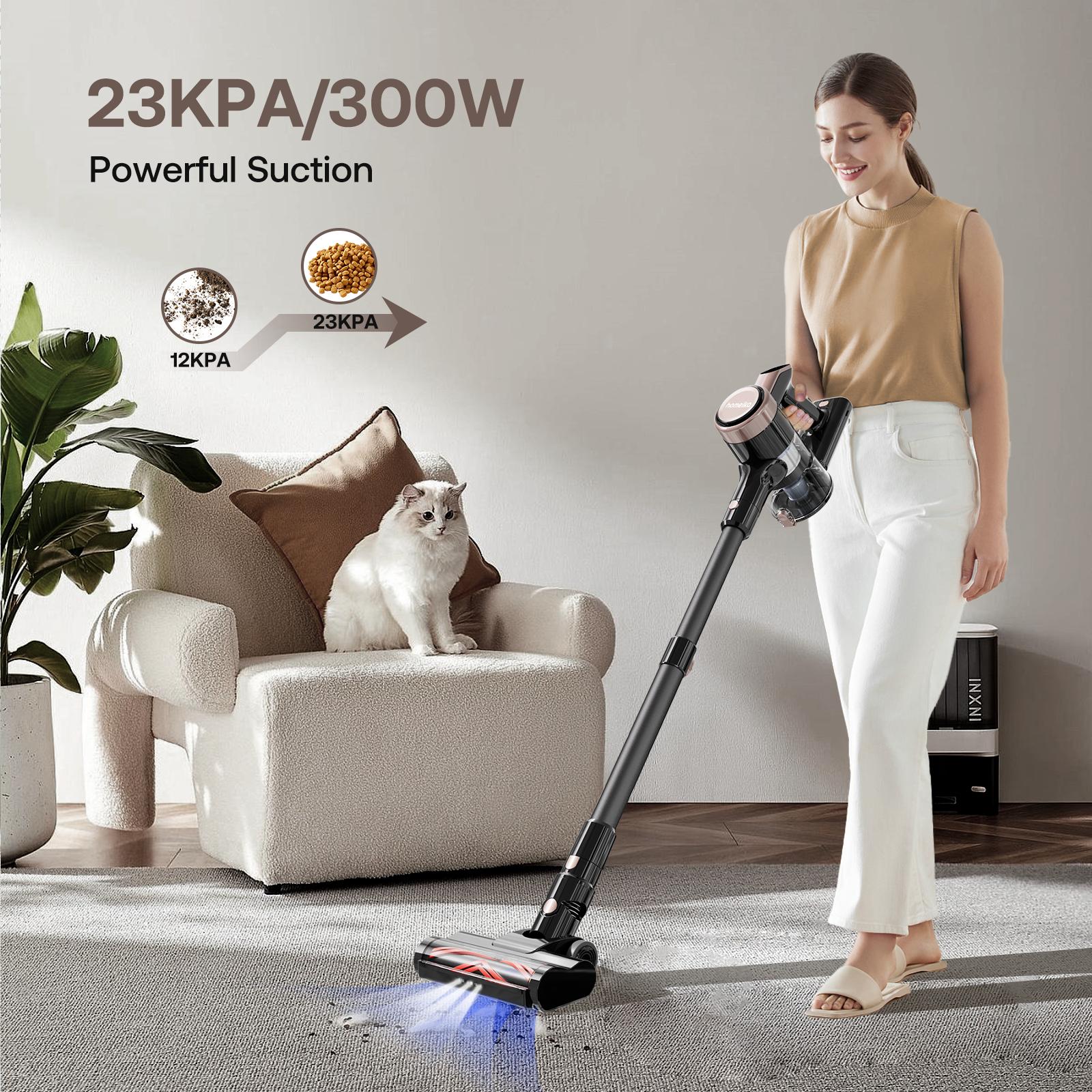 Homeika Cordless Vacuum Cleaner-H318, 300W 23KPa Lightweight Stick Vacuum with 48mins Runtime Battery, 3 Suction, LED Display, Powerful Vacuum Cleaner with Sofa Brush for Hard Floor/Carpet/Pet Hair/Car