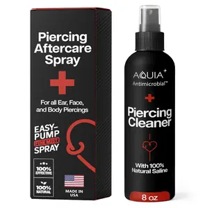 Piercing Aftercare Spray | Ear Piercing Cleaner 8oz | Saline Spray for Piercings; Saline Solution for Piercings; Aftercare of Pierced Ear, Septum, Belly, Nose, Body; Pierce Cleaner Salt Mist Solution