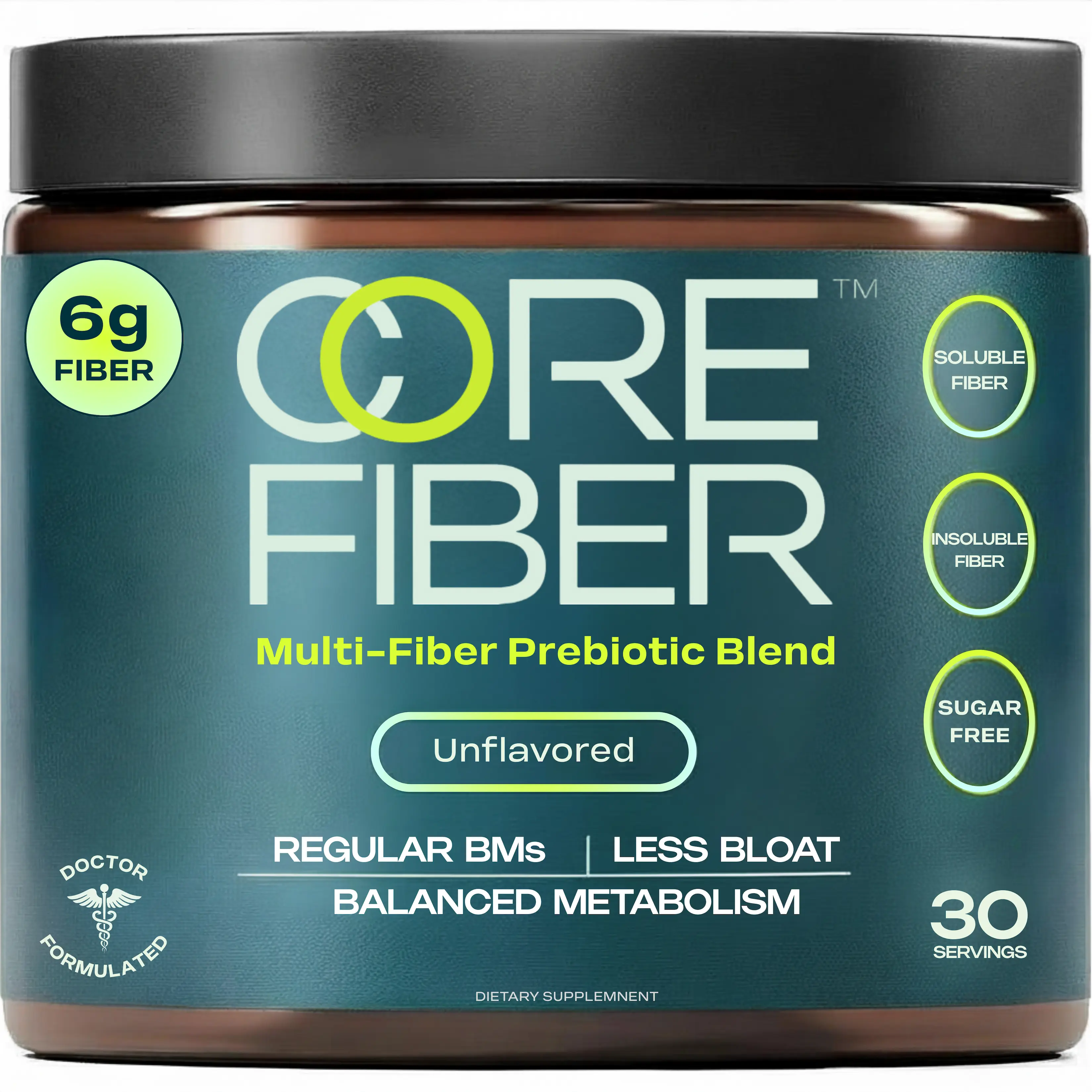 Core Fiber Prebiotic Blend 30 Servings – Fiber Supplement for Women & Men – 6g Prebiotic Fiber Powder – Daily Blend for Gut Health, Bloating, Regular Digestion, Energy, Fitness & Healthcare – Soluble & Insoluble, Sugar Free