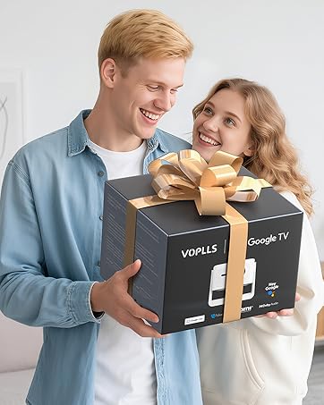 【Google TV Smart Projector 】4K Smart Projector with WiFi and Bluetooth, VOPLLS 800 ANSI Outdoor Projector with Dolby/Auto Focus, Portable Movie Phone Gaming Wifi Projector for Bedroom/Home