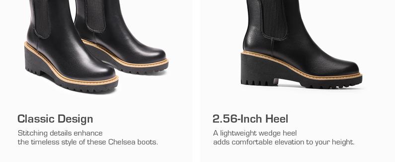 DREAM PAIRS Women's Wedge Chelsea Ankle Boots Fashion Round Toe Low Wedge Heel Platform Booties Shoes