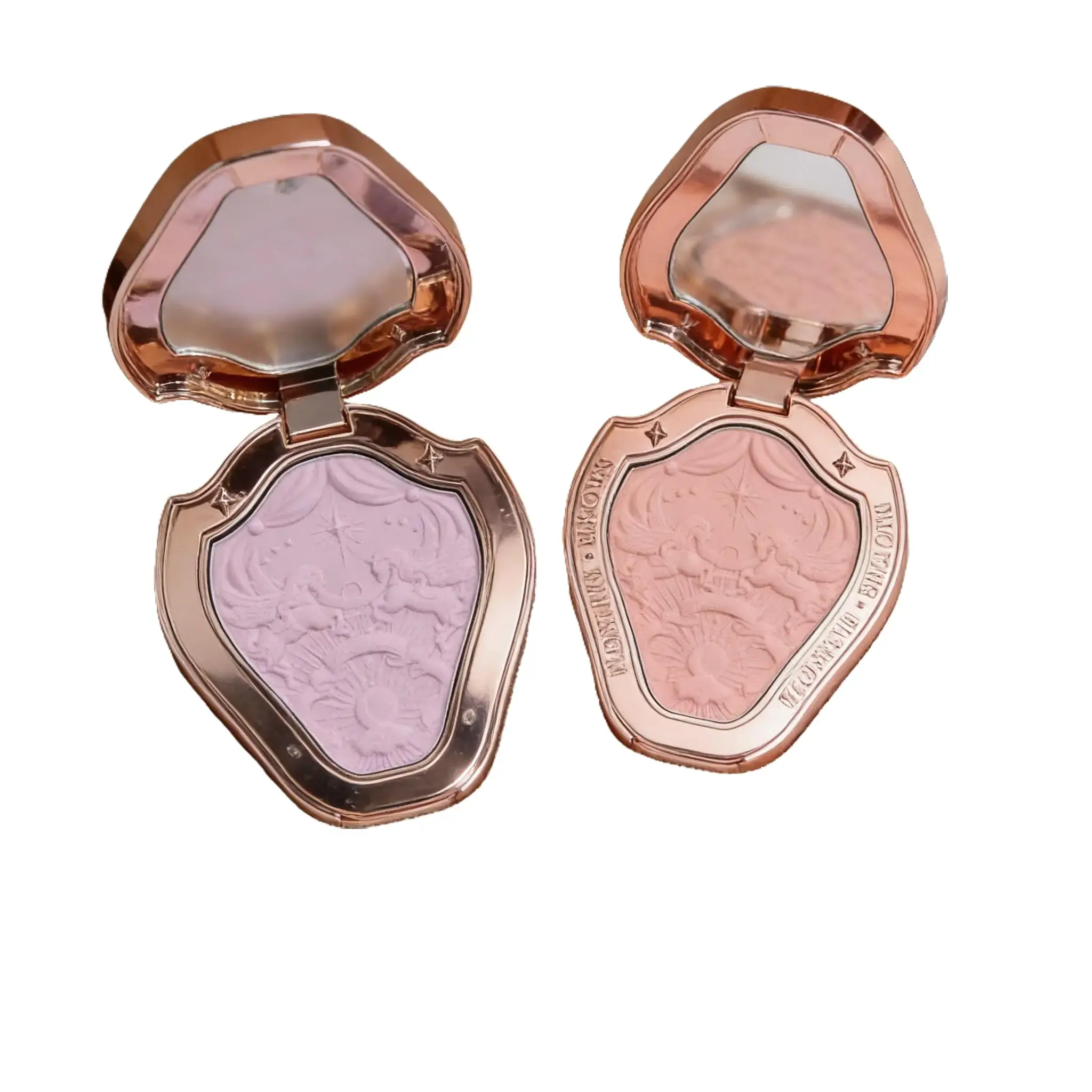 Unicorn Embossed Cream-to-Powder Blush & Highlighter Duo in Peach Coral - Buildable Cosmetic for a Long-Lasting, Radiant Dewy Glow, Daily, Hydrating