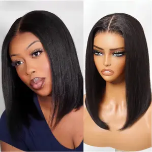 Bob Wig Human Hair 13x4 Frontal Lace Wig Short Straight HD Lace Front Bob Wigs for Black Women Human Hair Glueless Pre Plucked Hairline with Baby Hair 180% Density (12 Inch,Natural Black）
