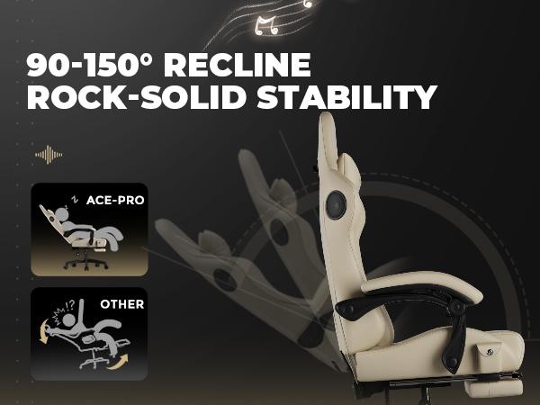 GTPLAYER Ergonomic Gaming Chair with 5.1 Bluetooth Speakers, High Back Design, 150° Inclination, PU Leather, Assembly Required for Gaming & Home Office