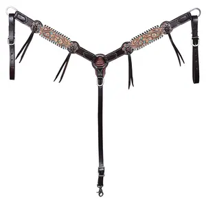 HILASON Western Horse Headstall Breast Collar American Leather Floral