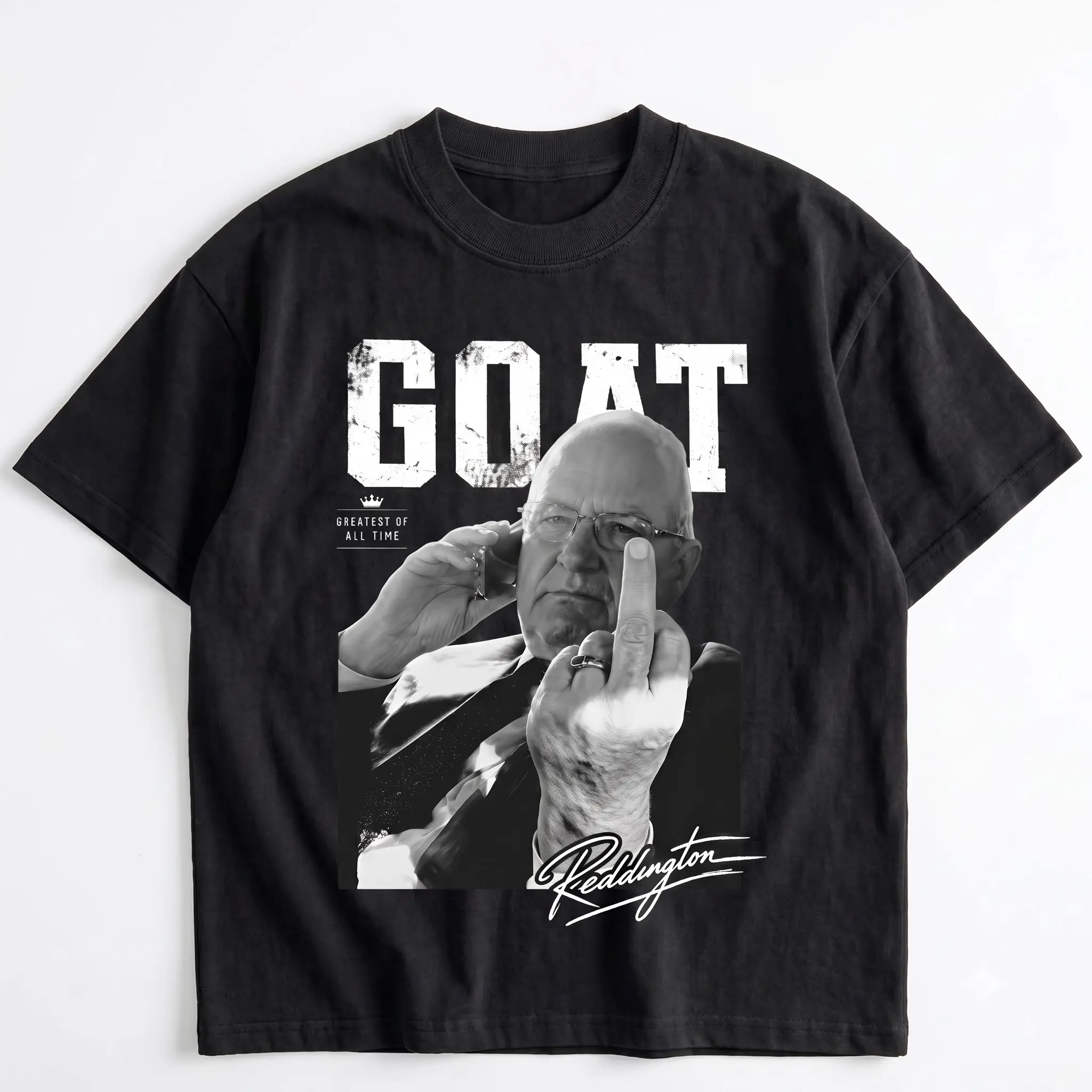 Goat Kevin Reddington T-Shirt, Retro Elderly Man Graphic Tee, Black And White Vintage Photo Graphic Tee
