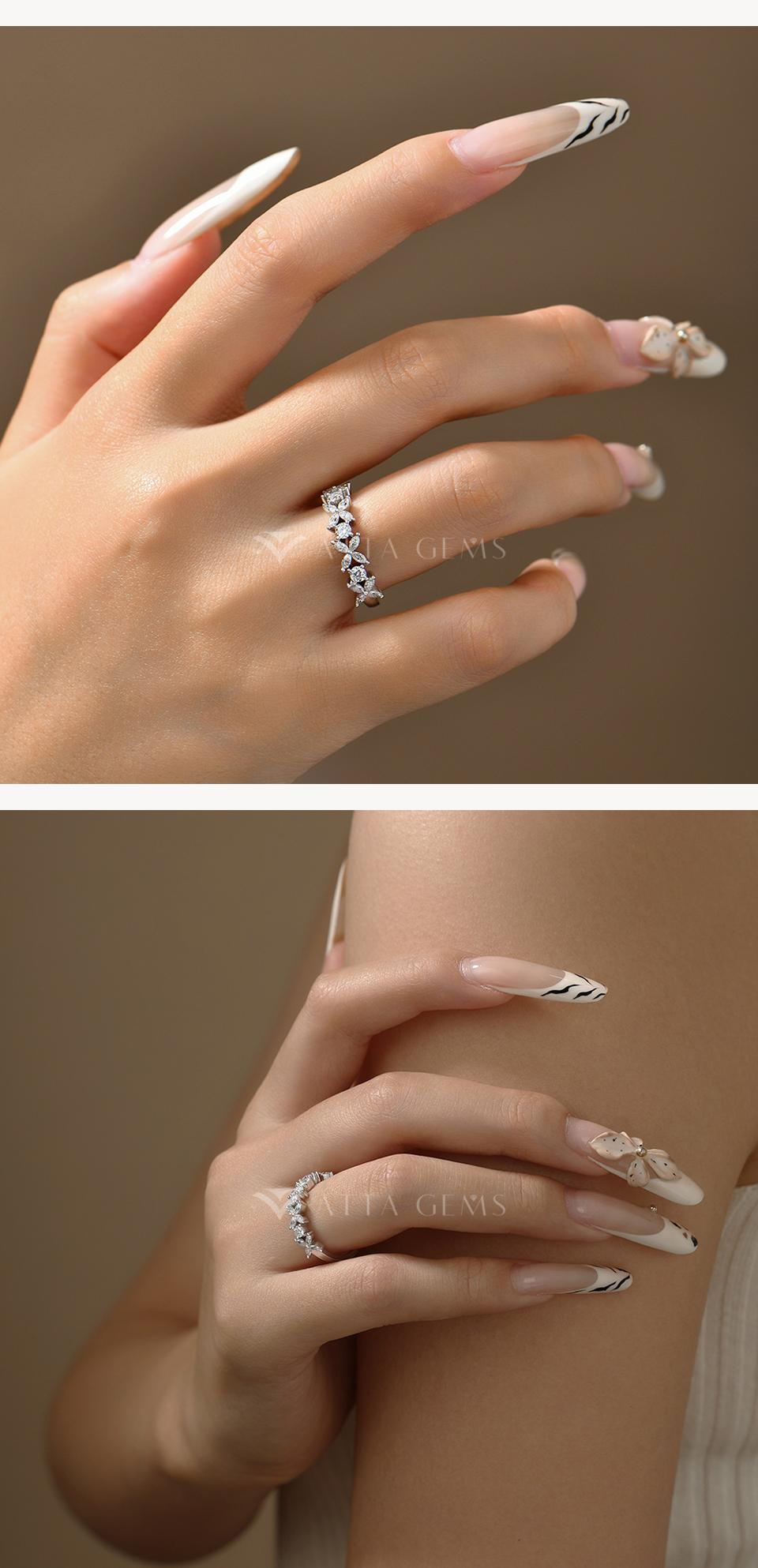 Sparkling Design D Color VVS1 Lab-Created Moissanite Ring for Women Daily Wear Engagement Wedding Birthday Gift Fine Jewelry R337