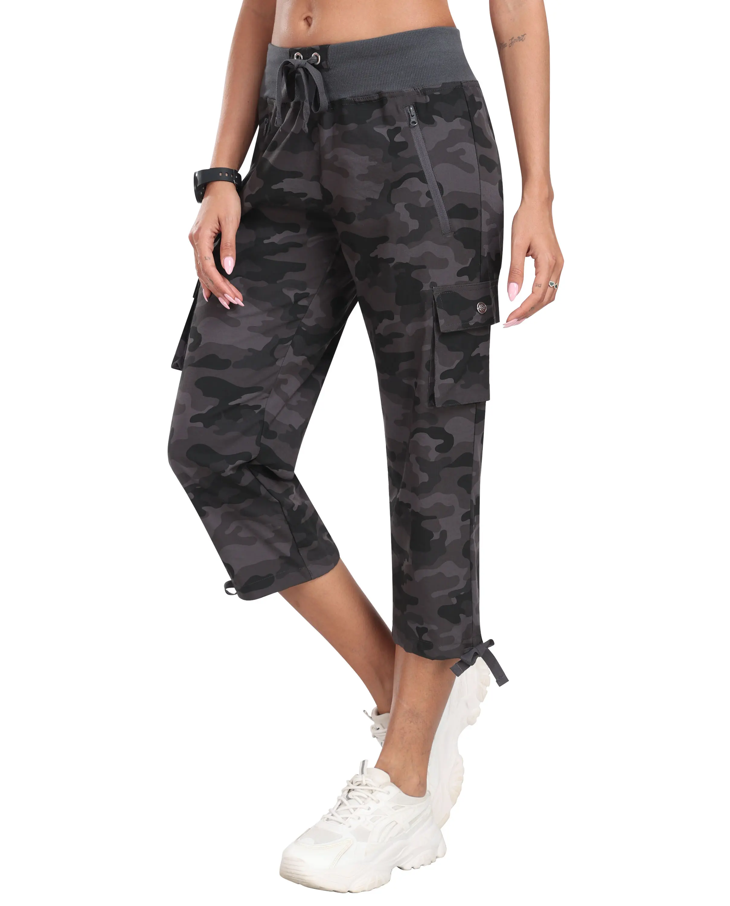 MoFiz Women's Cargo Capris Pants Loose Fit Casual Hiking Pants Lightweight Quick Dry Travel Summer Pants for Women