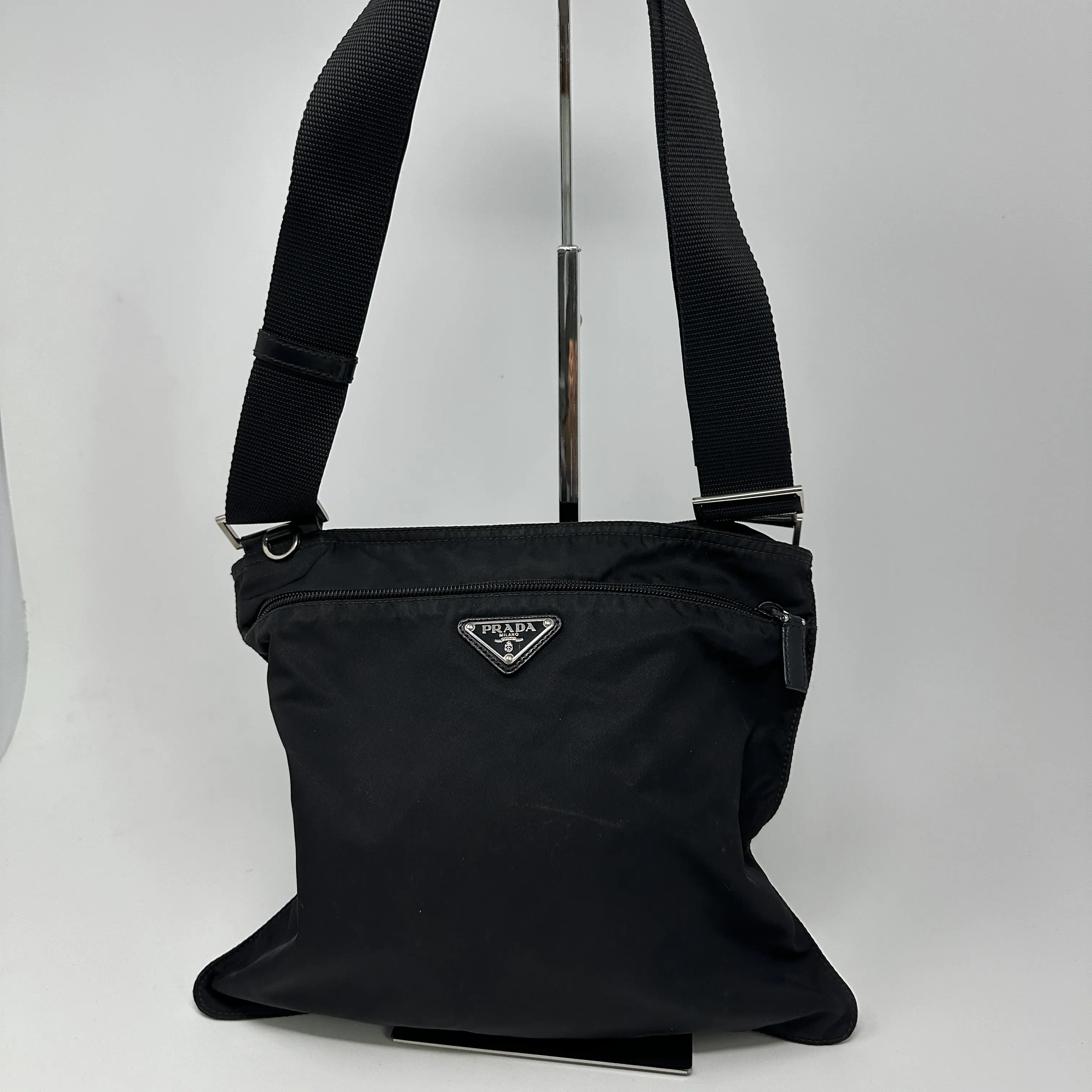 Pre-owned PRADA nylon Crossbody Bags black Tessuto cloth crossbody bag