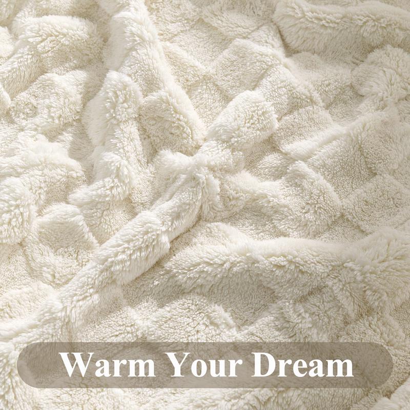 LOKHOM Ultra Soft Plush Fleece Blanket for Couch Fluffy Cozy Cable Jacquard Tufted Thick Warm Blankets for Winter Women Gift Ultra Soft Traditional