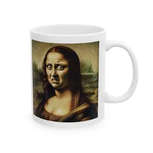 Funny Mona Lisa Grimace Mug - Hilarious Coffee Cup Gift for Mom, Dad, Coworker of Friend, Office Mug, Viral Parody Art Coffee Cup, Classic Painting Reaction Meme Ceramic Mug, Sarcastic Humor Office Coffee Mug, Funny Desk Gift for Coworkers Friends Boss