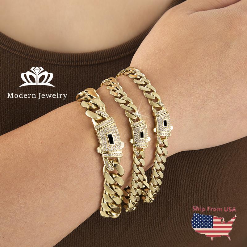 14k Gold Plated Miami Cuban Link Chain Bracelet, Thickened, Dense and Chunky 7.5/8.5 inch-Hip-Hop Jewelry for Men/Women Hypoallergenic Material, Sweat-Resistant, Chunky Gold Bracelet for Streetwear, Dates and Daily Wear, Trendy Accessory Christmas Gift