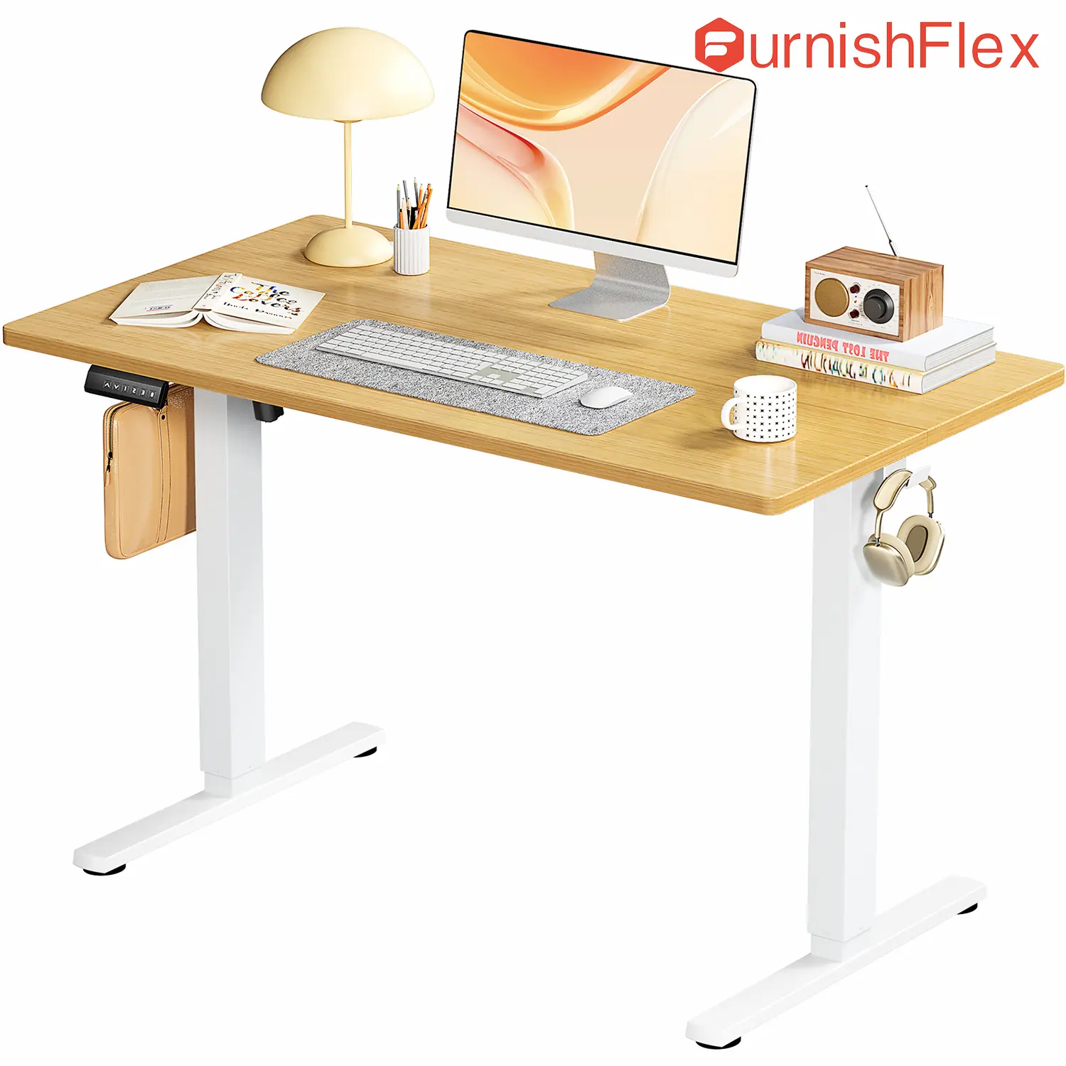 Ergonomic Sit-Stand Adjustable Standing Desk with Memory Preset, Sturdy Bracket, Modern Computer Workstation for Home Office, Height Adjustable Desk