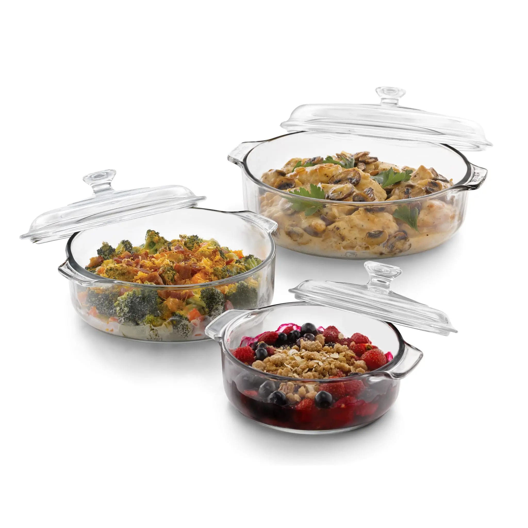 Libbey Baker's Basics Glass Casserole Dish Set with Covers, 3-Piece