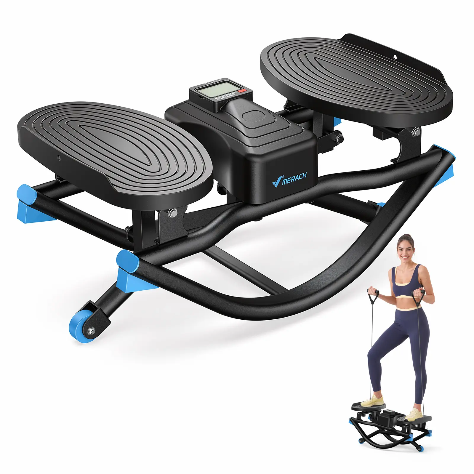 Merach Rocking Stepper Ski Machine with 3D Motion Stepper Design Side Sepper Machine for Home Workout - 330 lbs Capacity, Compact & Space-Saving Design, Built-In Counter BackToSchool