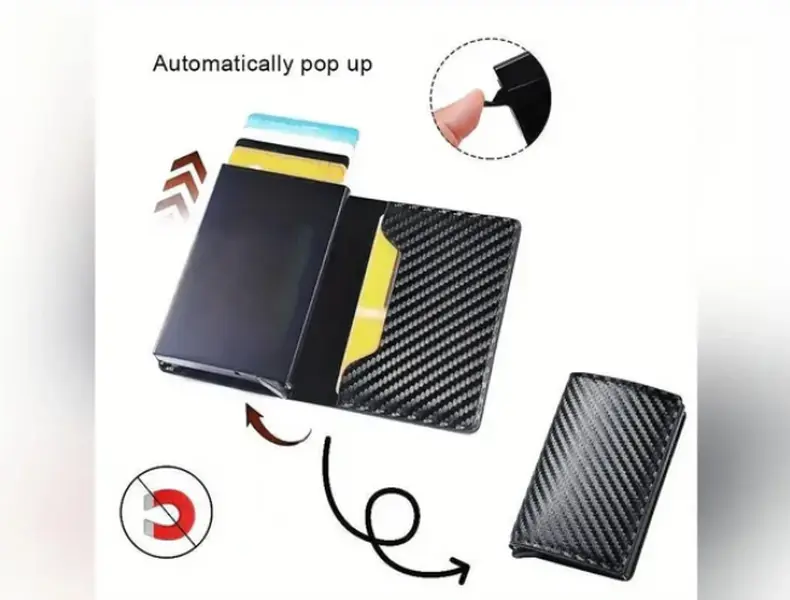 Minimalist Wallet for Men Multi-Functional Anti-RFID Blocking with 6 Card Slots Slim Profile Durable Construction Red Carbon Fiber casual style