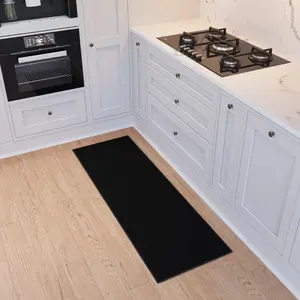 Ottomanson Hallway Runner Rug 20" x 59" Non Slip Solid Area Rugs Easy to Clean Laundry Rug Runner Durable & Pet Friendly Floor Carpet Runners for Hallways Entryway Living Room Kitchen, Black Aoth Black Solid 1'8" x 4'11" (Runner)