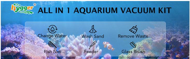 Hygger Fish Tank Cleaner 3 in 1 Siphon Coral Feeder Kit for small Tank ，Hand Siphon Hose to Remove and Change Water or Sand in Minutes - Fish Aquarium Accessories, Supplies & Cleaning Tools